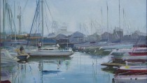 South African Artist Erna Louw - Royal Cape Yacht Club - Oil on Canvas