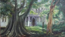 South African Artist Erna Louw - Company Gardens - Oil on Canvas